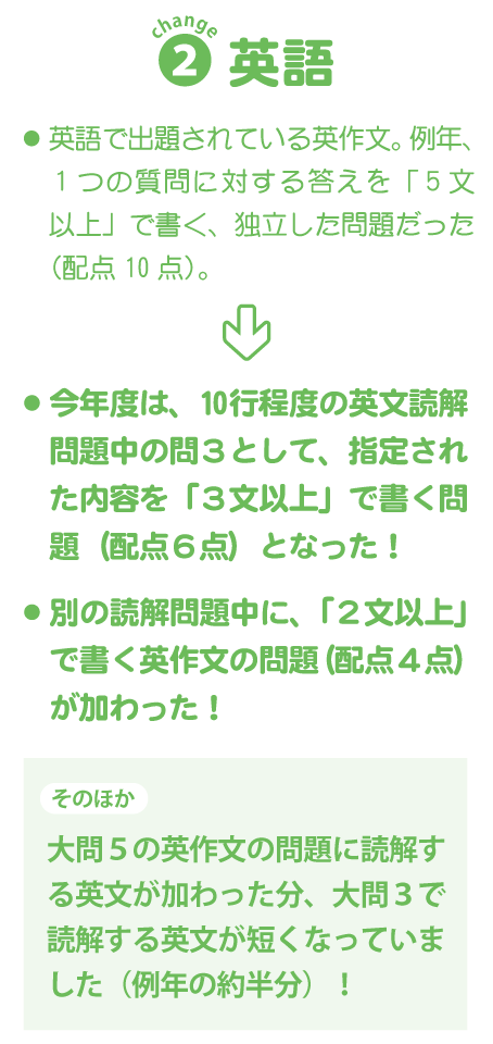 変更点・英語