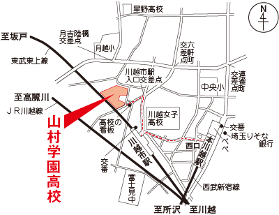 山村学園高校の地図