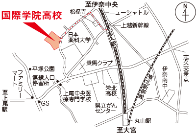 国際学院高校の地図