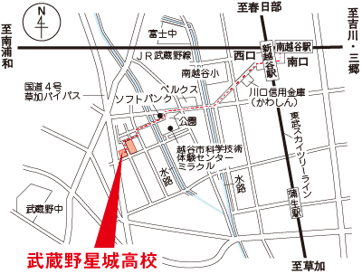 武蔵野星城高校の地図