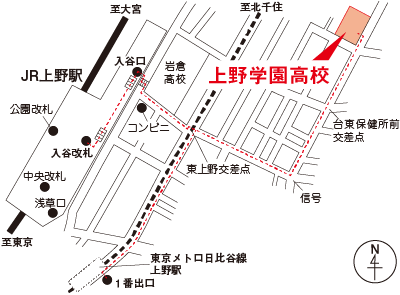 上野学園高校の地図