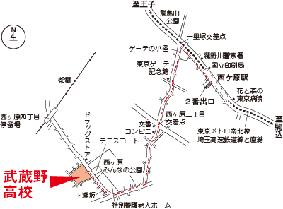 武蔵野高校の地図